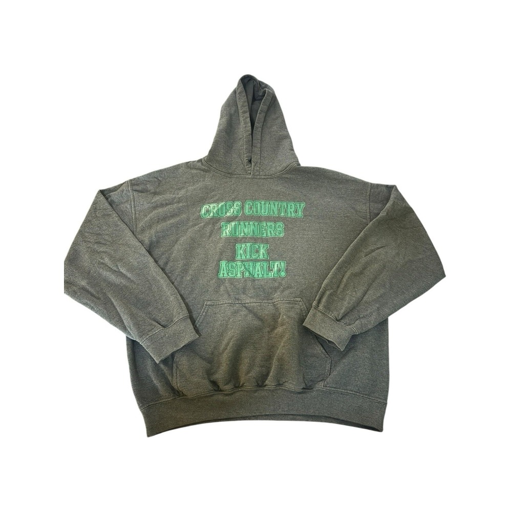 Cross Country Runners Kick Asphalt Hoodie Gildan Heavy Blend Sweatshirt Size L